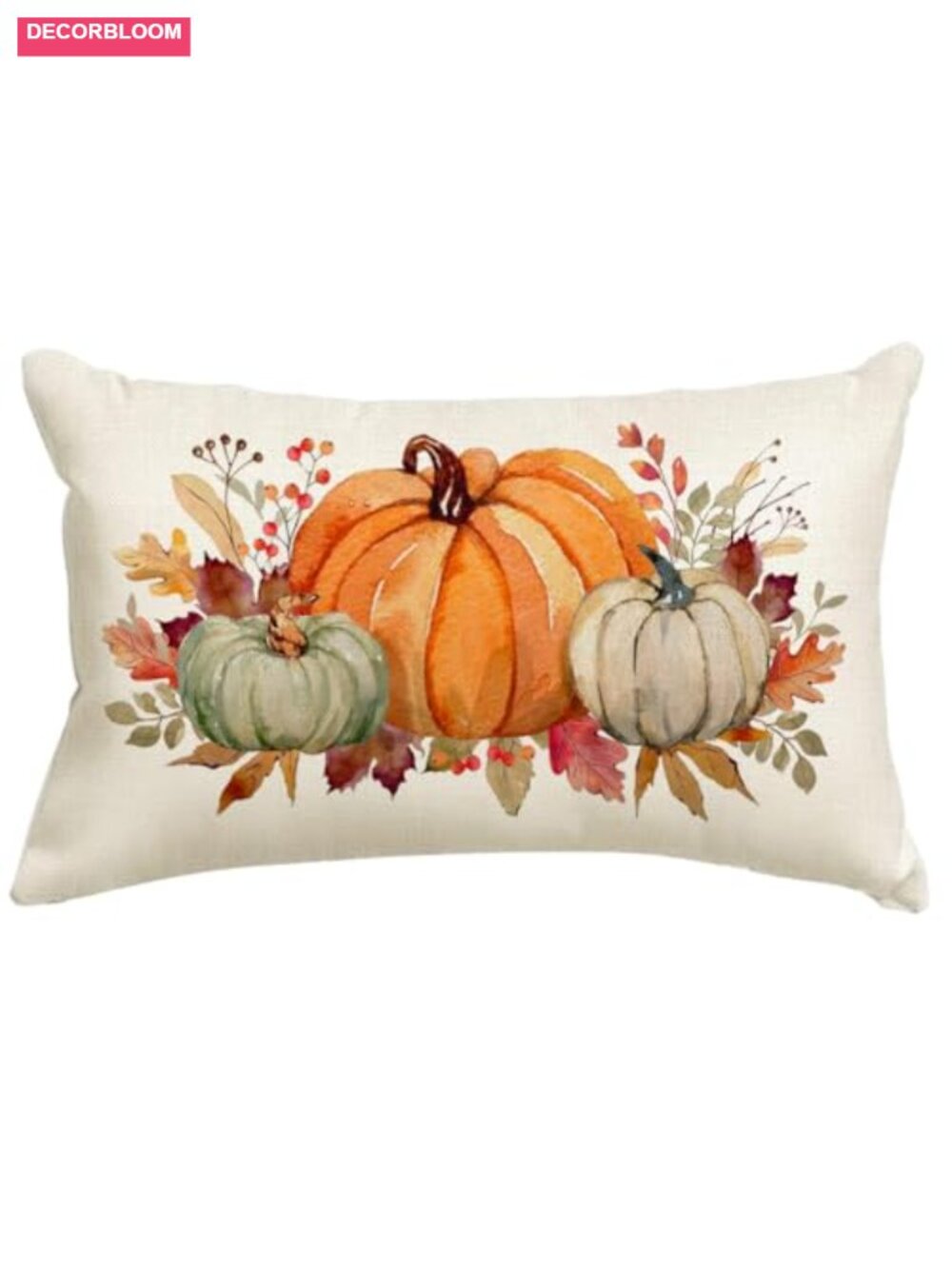 Fall Pumpkin Pillow Covers 12x20 Linen Lumbar Decorative Accent Set